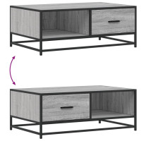 Produktbild för Soffbord grå sonoma 90x57x35 cm konstruerat trä och metall