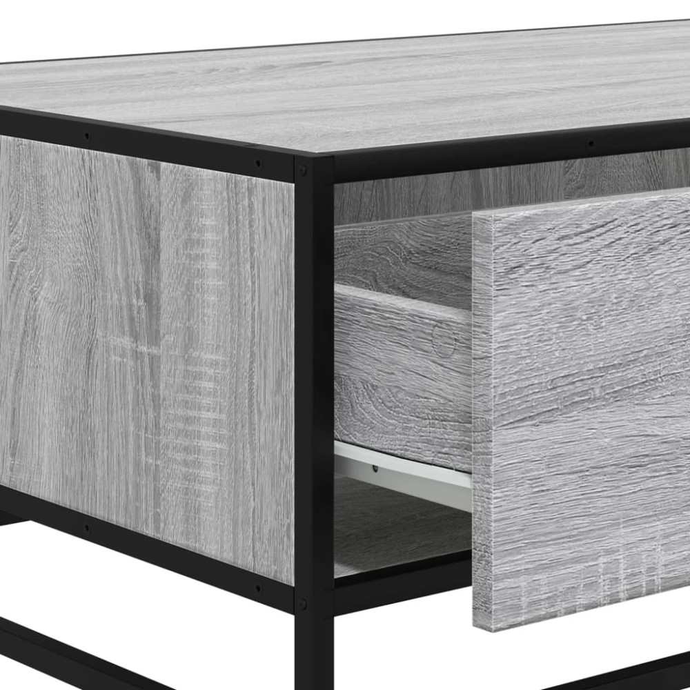 Produktbild för Soffbord grå sonoma 90x57x35 cm konstruerat trä och metall