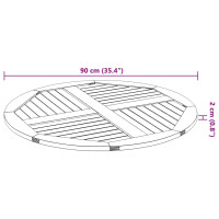 Produktbild för Bordsskiva Ø90x2,2 cm rund massivt akaciaträ