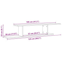 Produktbild för Väggmonterad tv-hylla åldrat trä 125x18x23 cm konstruerat trä