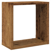Produktbild för Vägghylla kubformad 2 st åldrat trä 30x15x30 cm konstruerat trä