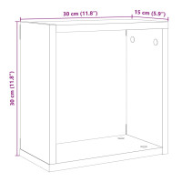 Produktbild för Vägghylla kubformad 2 st åldrat trä 30x15x30 cm konstruerat trä