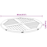 Produktbild för Bordsskiva Ø80x2,2 cm rund massivt akaciaträ