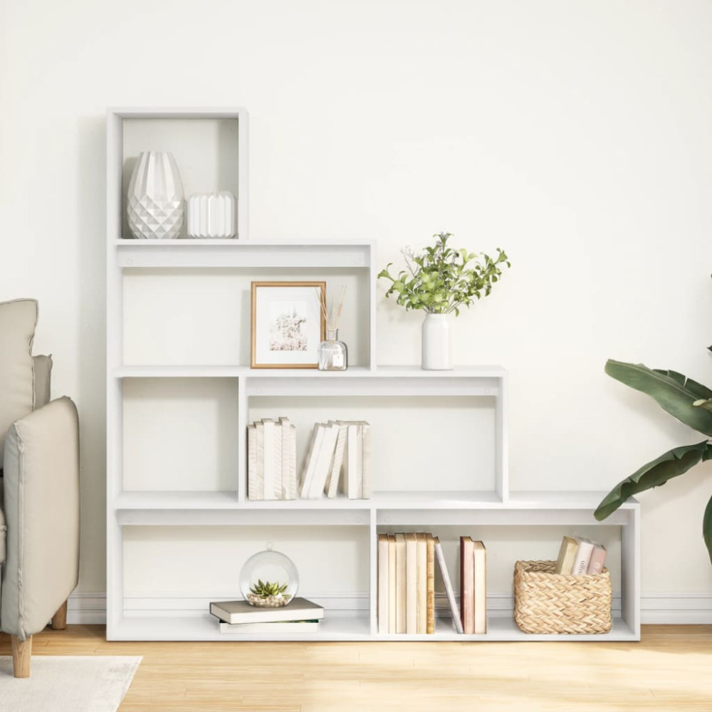 Produktbild för Bokhylla/Rumsavdelare 4 hyllor 143,5x29x143,5cm konstruerat trä