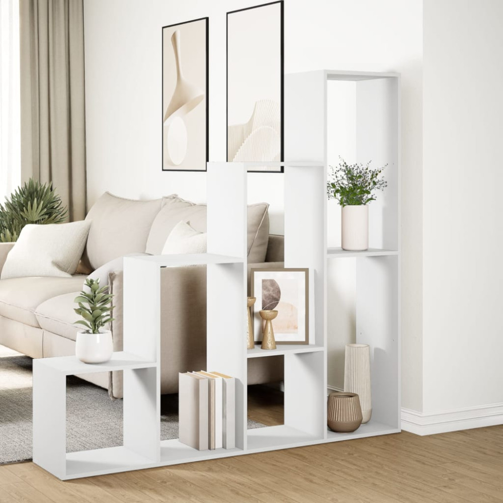Produktbild för Bokhylla/Rumsavdelare 4 hyllor 143,5x29x143,5cm konstruerat trä