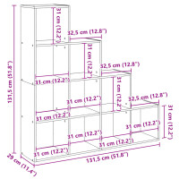 Produktbild för Bokhylla/Rumsavdelare 4 hyllor 131,5x29x131,5cm konstruerat trä