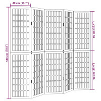 Produktbild för Rumsavdelare 5 paneler vit massivt kejsarträ