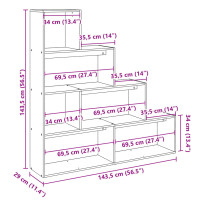 Produktbild för Bokhylla/Rumsavdelare 4 hyllor 143,5x29x143,5cm konstruerat trä