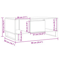 Produktbild för Soffbord åldrat trä 90x50x36,5 cm konstruerat trä