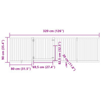 Produktbild för Hundgrind med dörr vikbar 4 paneler 320 cm poppel