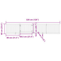 Produktbild för Hundgrind med dörr vikbar 4 paneler brun 320 cm poppel