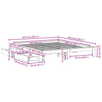 Produktbild för Sängram utan madrass vaxbrun 200x200 cm massiv furu
