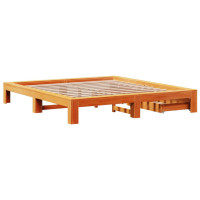 Produktbild för Sängram utan madrass vaxbrun 200x200 cm massiv furu