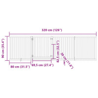 Produktbild för Hundgrind med dörr vikbar 4 paneler vit 320 cm poppel