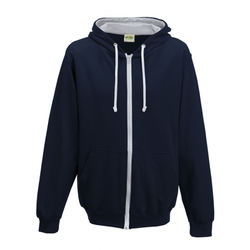 Just Hoods Varsity Zoodie French Navy/Heather Grey