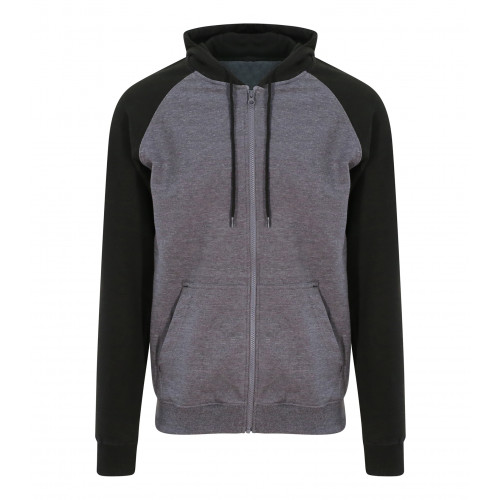 Just Hoods Baseball Zoodie Charcoal/Jet Black