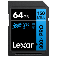 Produktbild för Lexar SDXC 800x Pro UHS-I cards, C10 (V30) U3, R150, 64GB