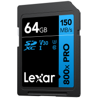 Produktbild för Lexar SDXC 800x Pro UHS-I cards, C10 (V30) U3, R150, 64GB