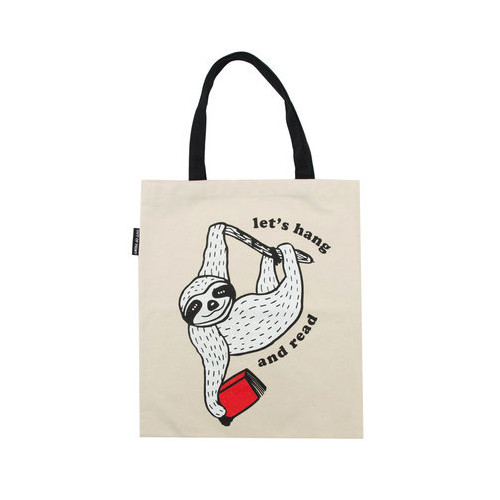 Out of Print Book Sloth: Let's Hang and Read Tote Bag