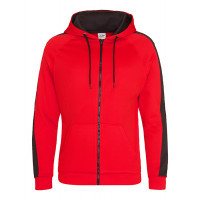 Just Hoods Sports Polyester Zoodie Fire Red/Jet Black
