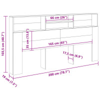 Produktbild för Sänggavel m förvaring åldrat trä 200x19x103,5cm konstruerat trä