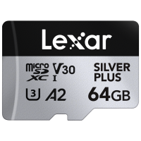 Produktbild för Lexar microSDXC Professional SILVER Plus UHS-I/U3/A2/4K R205/W100 (V30) 64GB