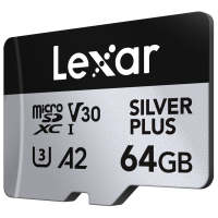 Produktbild för Lexar microSDXC Professional SILVER Plus UHS-I/U3/A2/4K R205/W100 (V30) 64GB