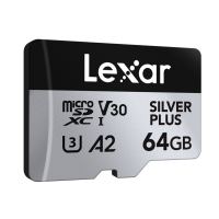 Produktbild för Lexar microSDXC Professional SILVER Plus UHS-I/U3/A2/4K R205/W100 (V30) 64GB