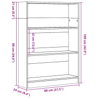 Produktbild för Bokhylla vit 80x24x109 cm konstruerat trä