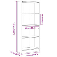 Produktbild för Bokhylla sonoma-ek 60x24x143 cm konstruerat trä