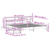 Produktbild för Säng med bokhylla utan madrass vit 180x200cm massiv furu