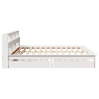Produktbild för Säng med bokhylla utan madrass vit 180x200cm massiv furu