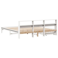 Produktbild för Säng med bokhylla utan madrass vit 180x200cm massiv furu