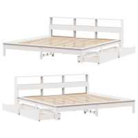 Produktbild för Säng med bokhylla utan madrass vit 180x200cm massiv furu