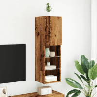 Produktbild för Tv-skåp med LED-belysning åldrat trä 30,5x30x102 cm