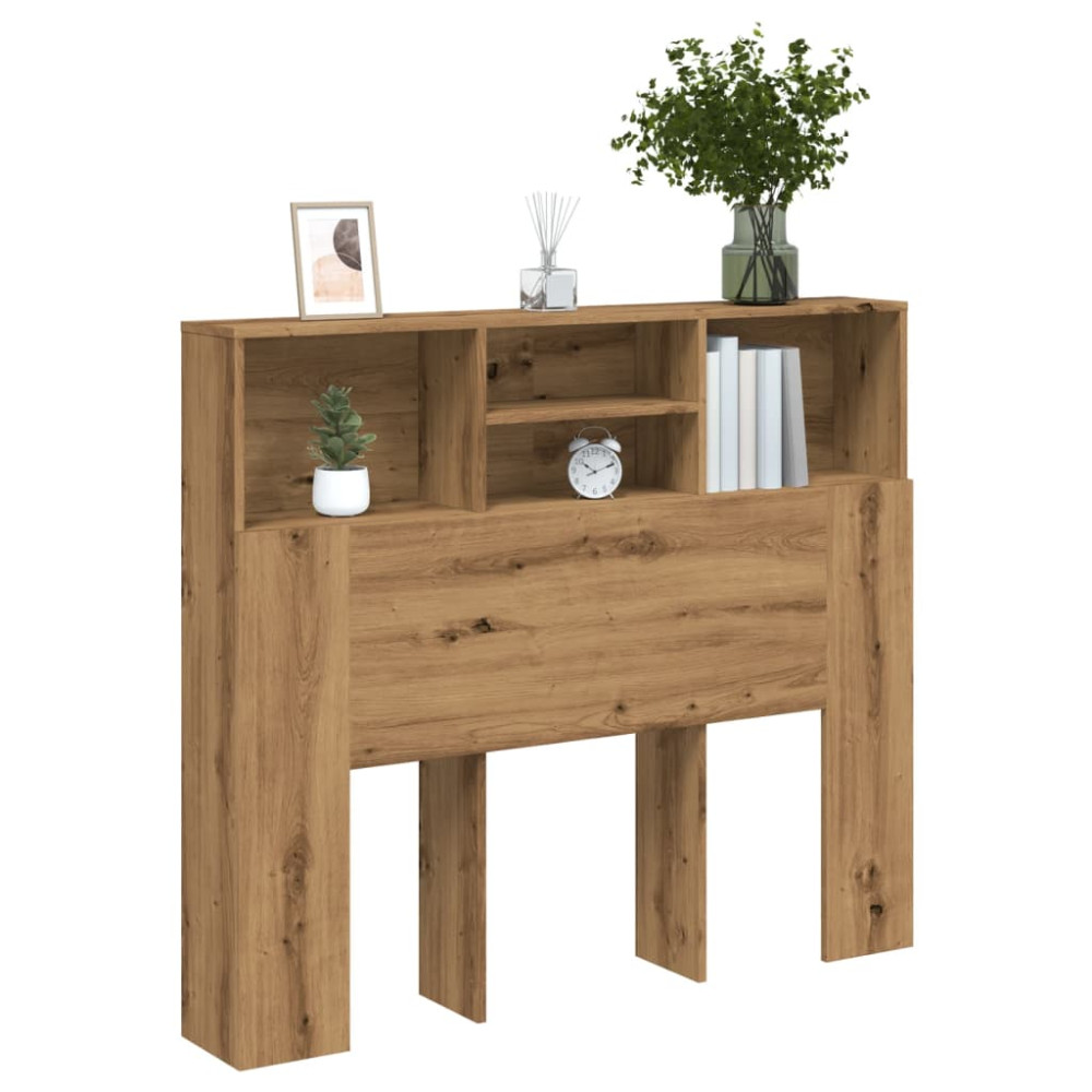 Produktbild för Sänggavel m förvaring artisian ek 120x19x103,5 cm konstr. trä