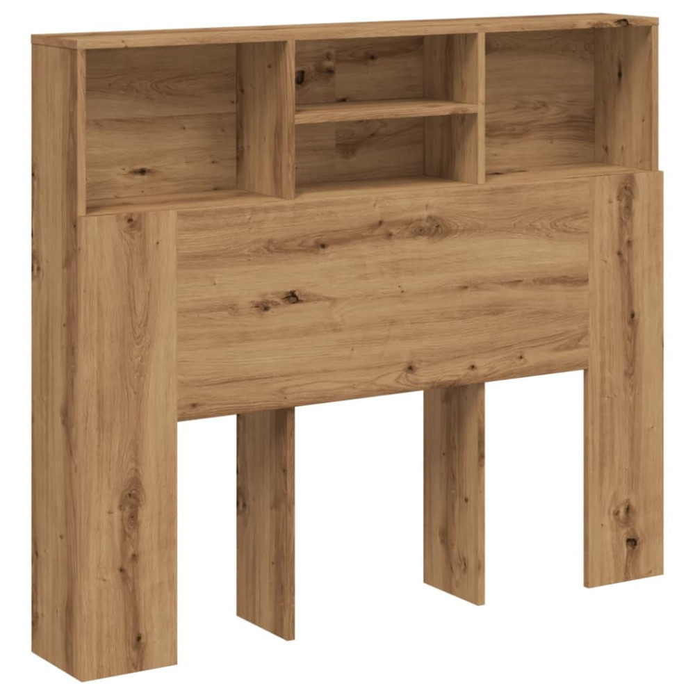 Produktbild för Sänggavel m förvaring artisian ek 120x19x103,5 cm konstr. trä