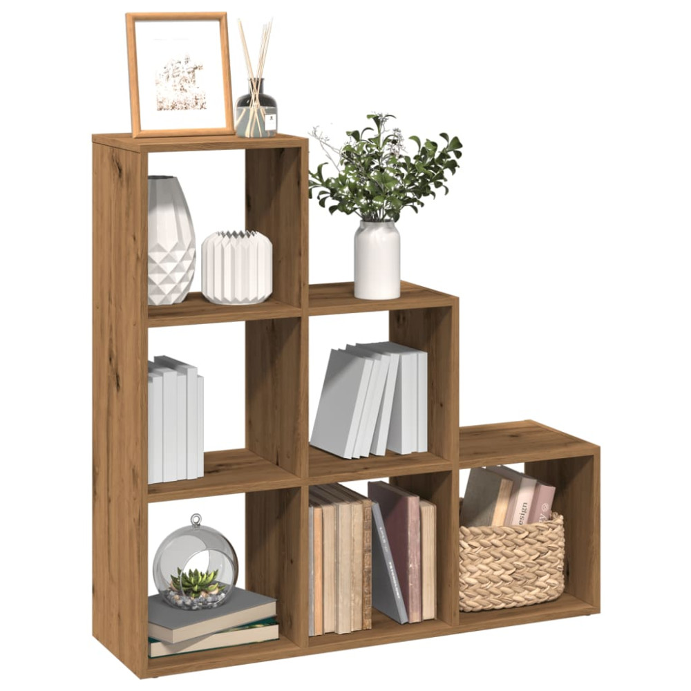 Produktbild för Bokhylla/Rumsavdelare 3 hyllplan ek 99x29x99 cm konstruerat trä