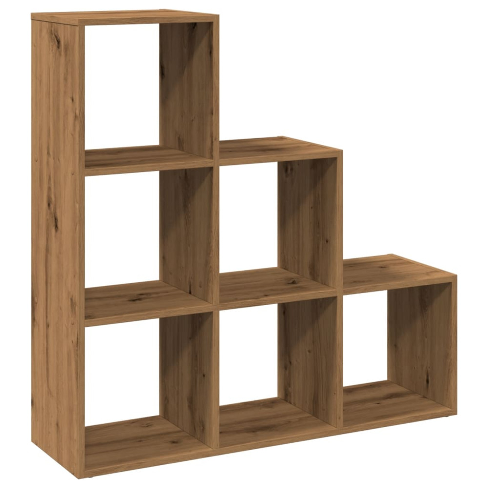 Produktbild för Bokhylla/Rumsavdelare 3 hyllplan ek 99x29x99 cm konstruerat trä