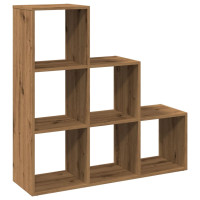 Produktbild för Bokhylla/Rumsavdelare 3 hyllplan ek 99x29x99 cm konstruerat trä