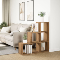 Produktbild för Bokhylla/Rumsavdelare 3 hyllplan ek 99x29x99 cm konstruerat trä