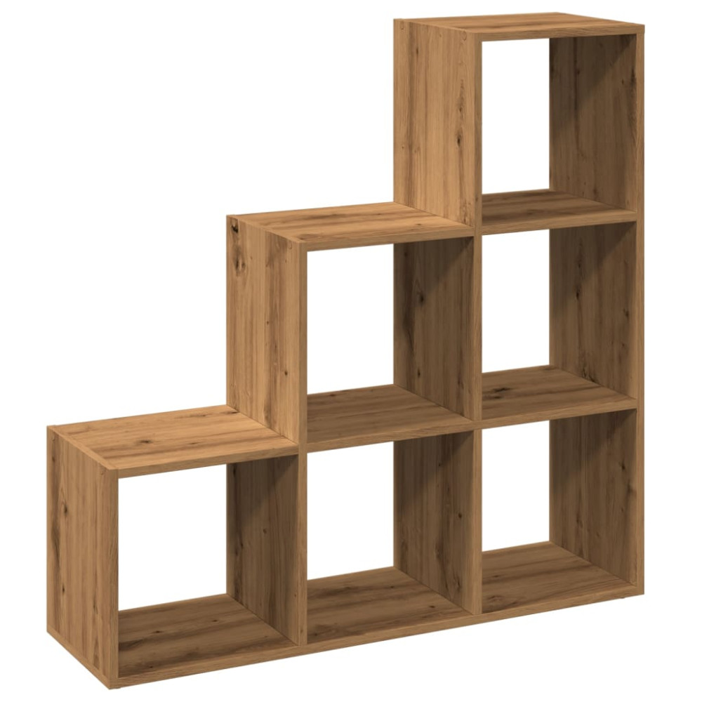 Produktbild för Bokhylla/Rumsavdelare 3 hyllplan ek 99x29x99 cm konstruerat trä