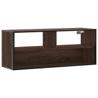 Produktbild för Tv-bänk brun ek 100x31x39,5 cm konstruerat trä och metall