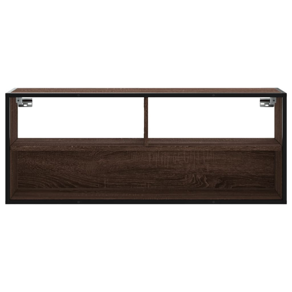 Produktbild för Tv-bänk brun ek 100x31x39,5 cm konstruerat trä och metall