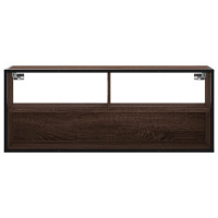 Produktbild för Tv-bänk brun ek 100x31x39,5 cm konstruerat trä och metall