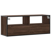Produktbild för Tv-bänk brun ek 100x31x39,5 cm konstruerat trä och metall