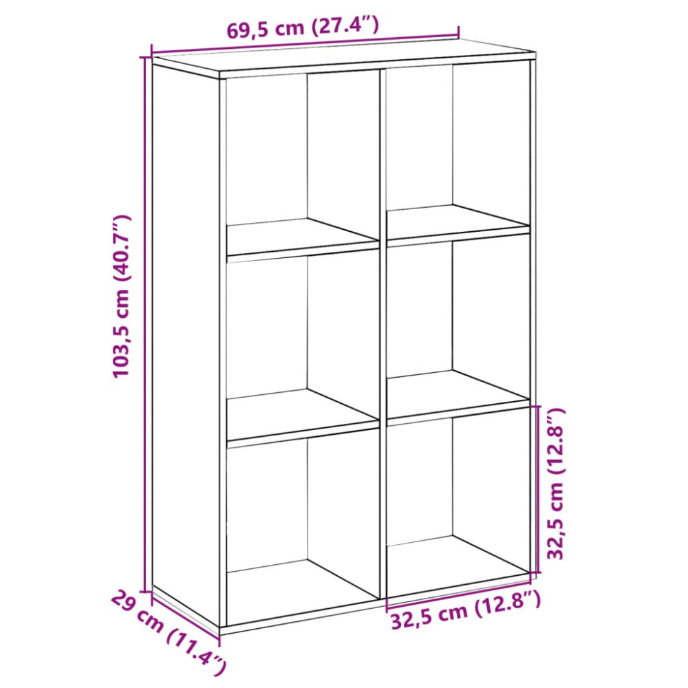 Produktbild för Bokhylla/Rumsavdelare ek 69,5x29x103,5 cm konstruerat trä