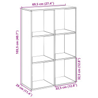 Produktbild för Bokhylla/Rumsavdelare ek 69,5x29x103,5 cm konstruerat trä