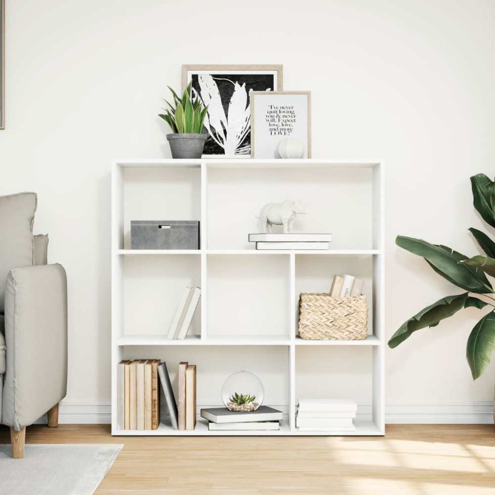 Produktbild för Bokhylla/Rumsavdelare vit 102x29x103,5 cm konstruerat trä