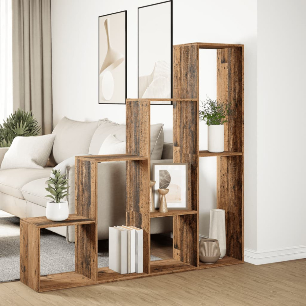 Produktbild för Bokhylla/Rumsavdelare 4 hyllor 143,5x29x143,5cm konstruerat trä